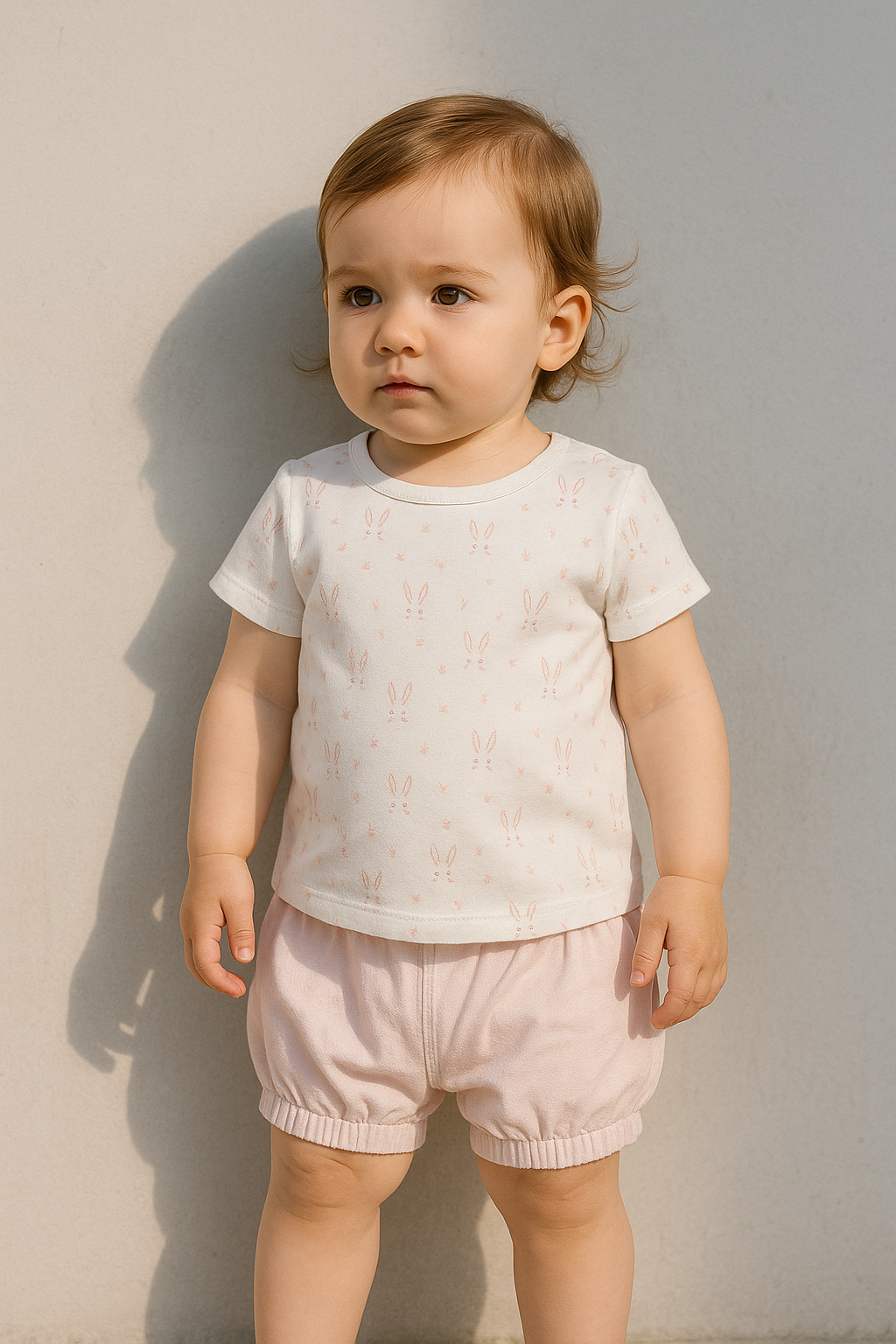Bunny Print Bubble Shorts Baby Set