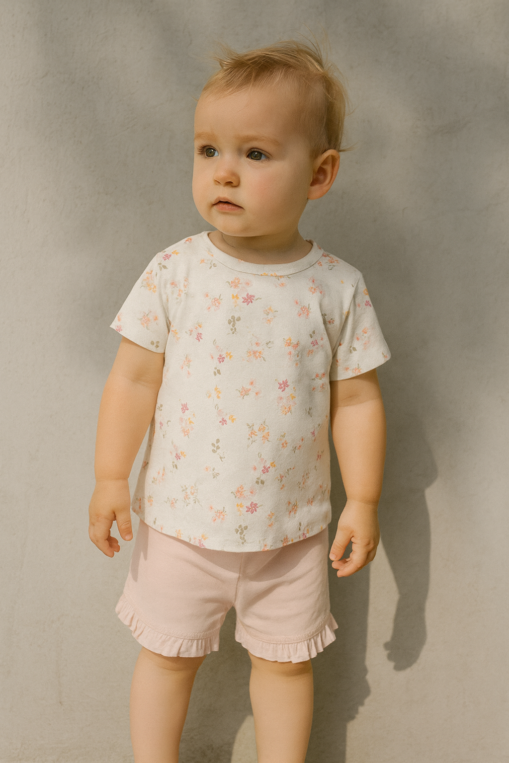 Floral Pink Ruffle Shorts Baby Set