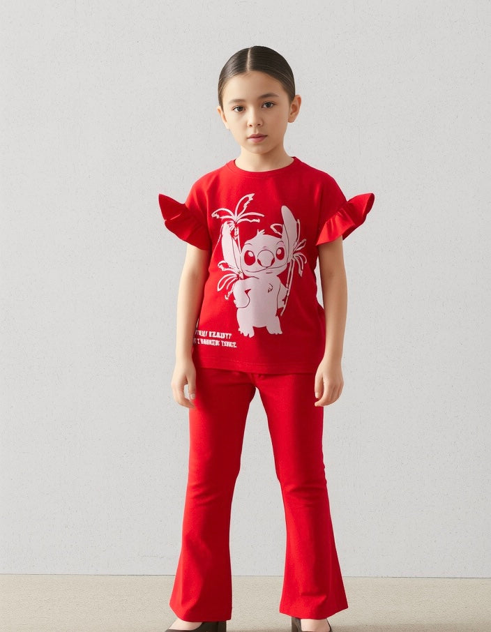 Stitch Orange Ruffle Sleeve Set