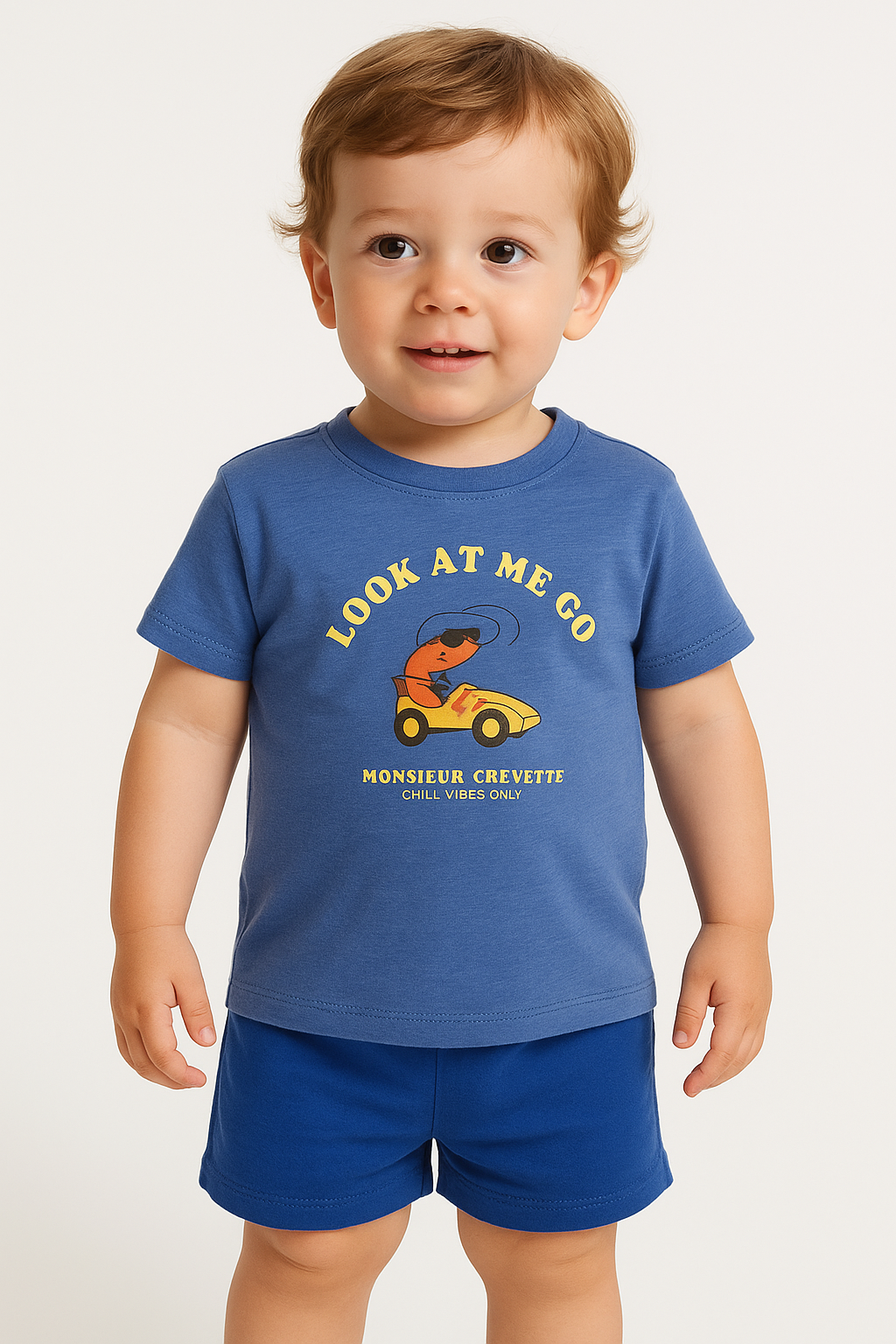 Look At Me Go” Shrimp Print Cotton T-Shirt