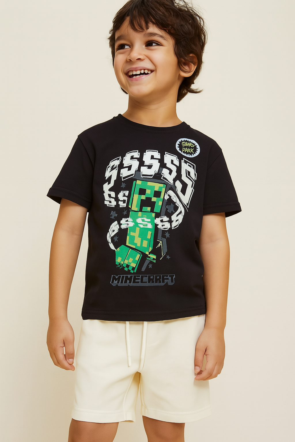 Minecraft Print T-Shirt with Cotton Shorts