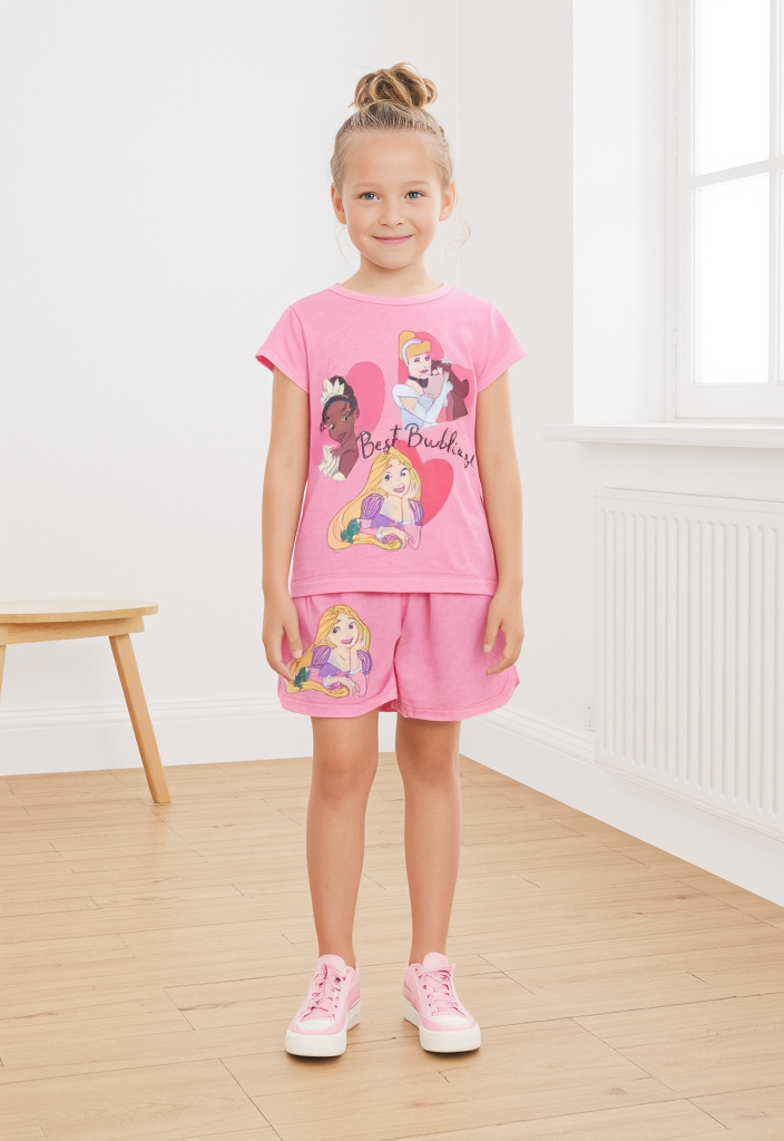 Disney Princess “Best Buddies” Pink T-Shirt & Shorts Set