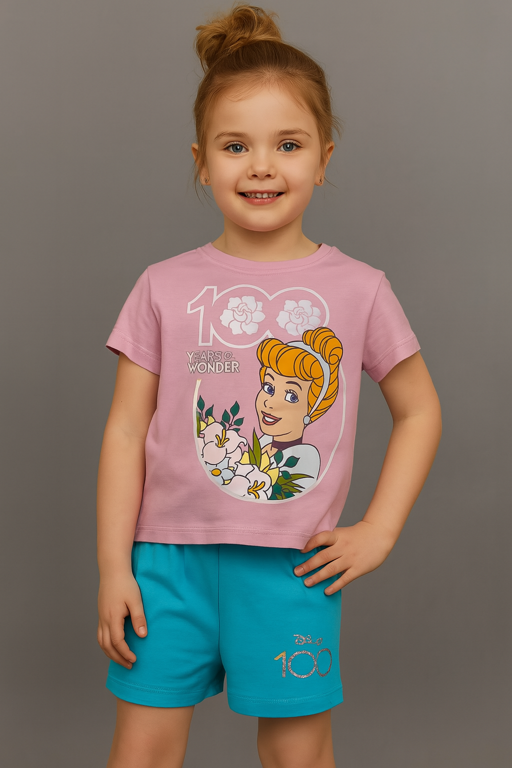 Disney 100 Cinderella T-Shirt & Blue Shorts Set