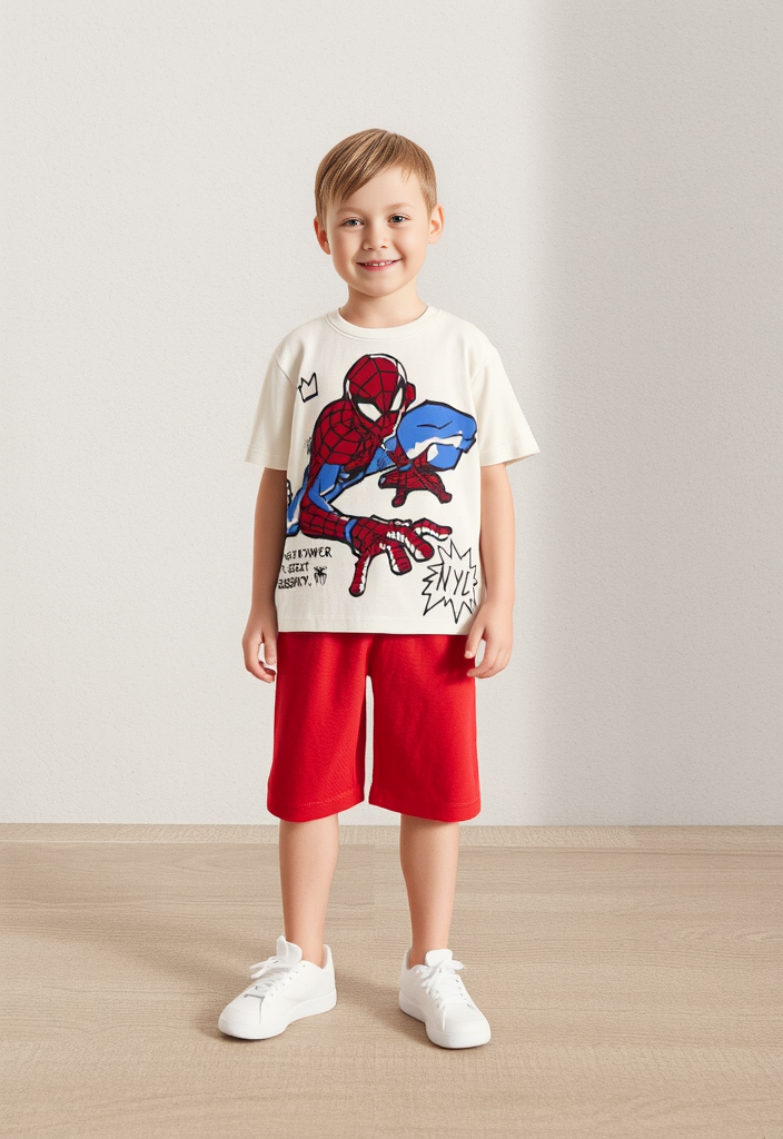 Spider-Man Graphic T-Shirt & Red Shorts Set