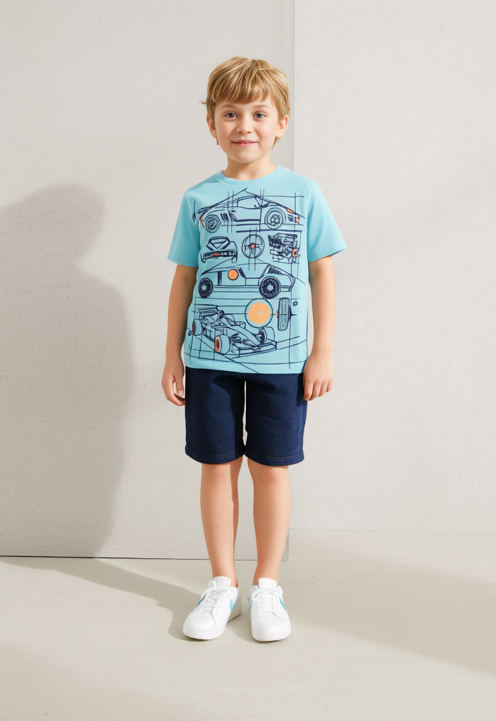 Blueprint Cars T-Shirt & Navy Shorts Set