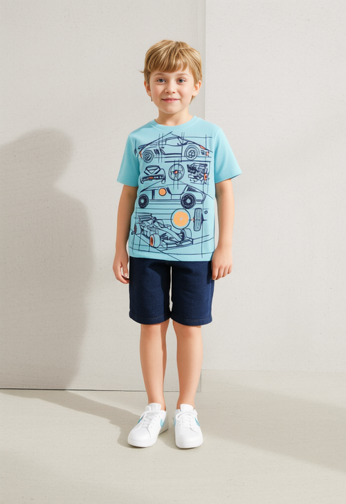 Blueprint Cars T-Shirt & Navy Shorts Set