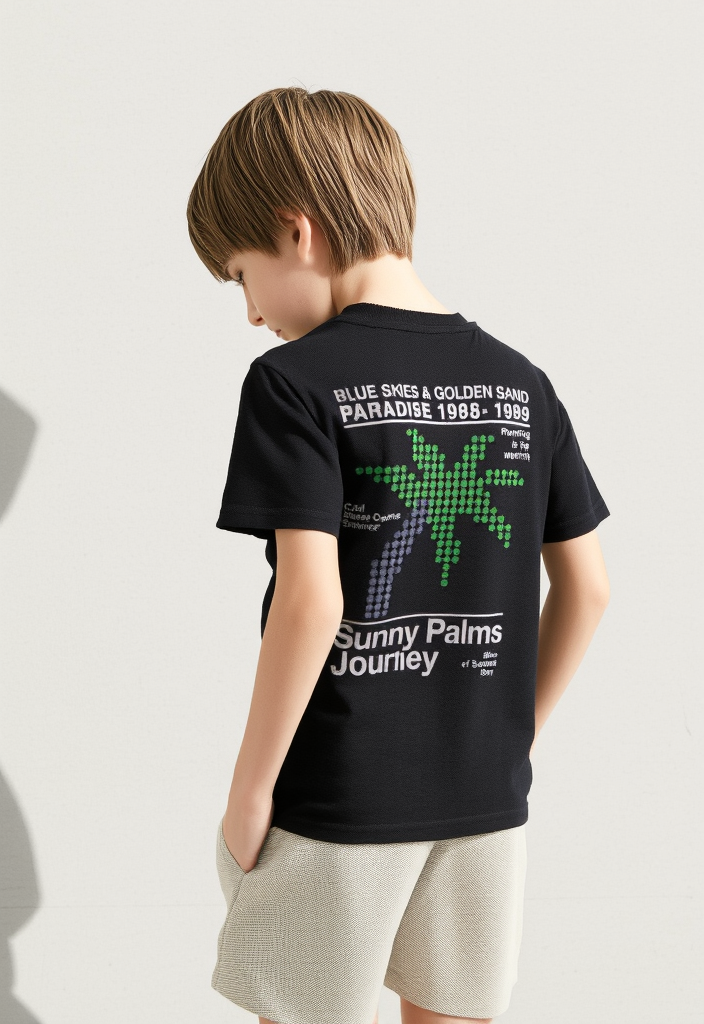 Sunny Palms Graphic T-Shirt & Cream Shorts Set