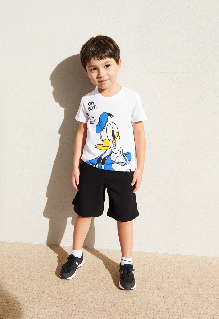 Donald Duck “Oh Boy!” T-Shirt & Black Shorts Set