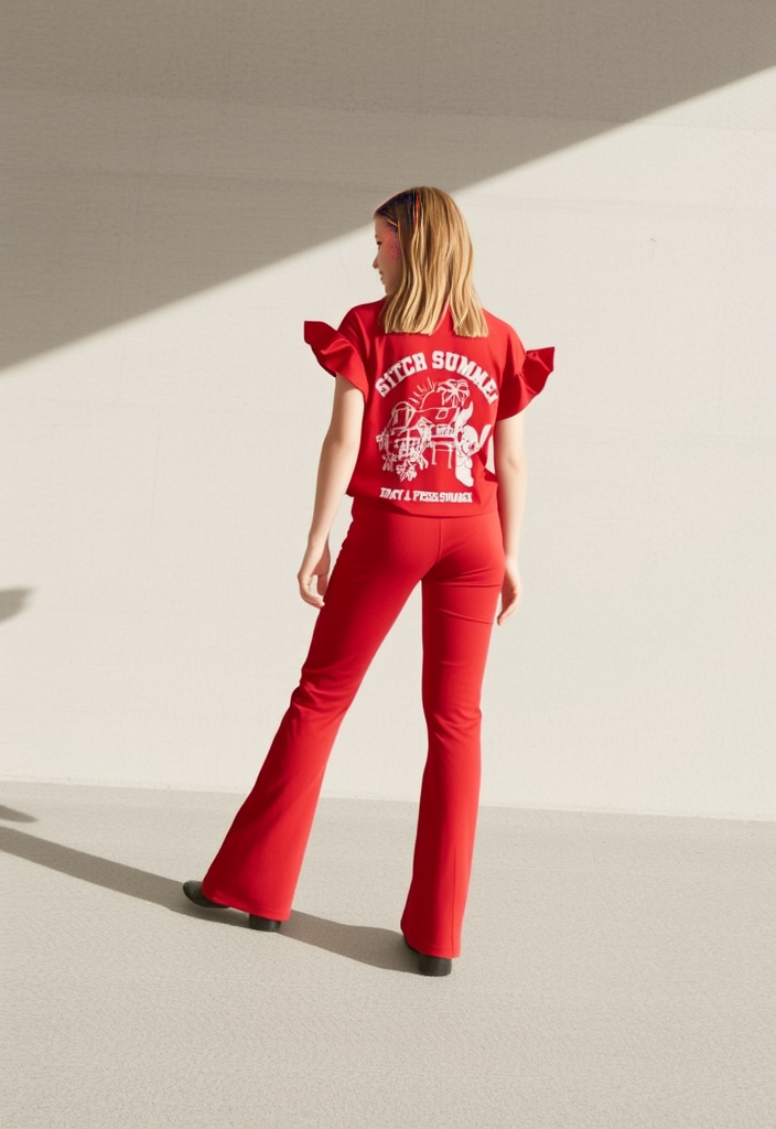 Stitch Orange Ruffle Sleeve Set