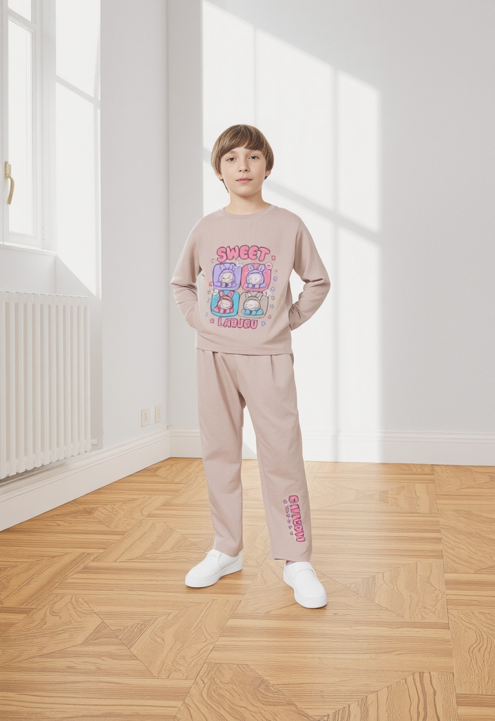 Sweet Labubu Lounge Set – Beige