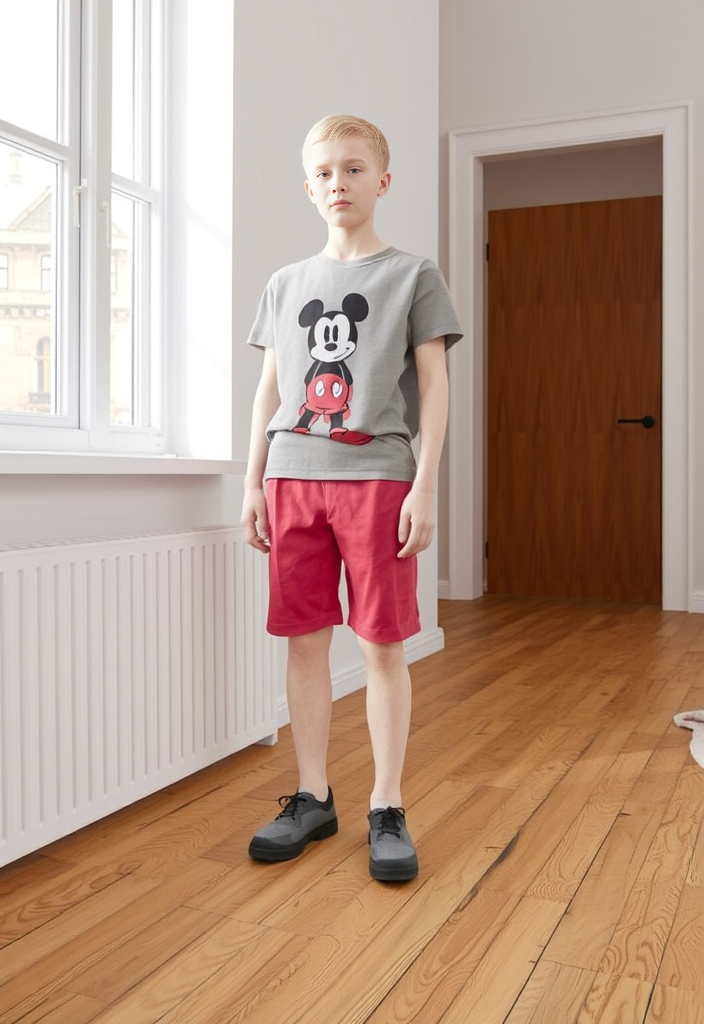 Mickey Mouse Boys’ T-Shirt & Shorts Set – Grey & Red